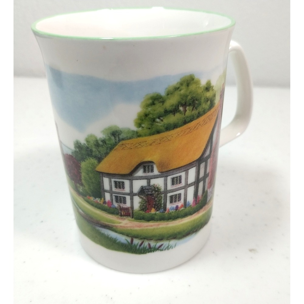 Rose Of England Bone China Thatched Cottages Coffee Mug Tea Cup Cottagecore‎
